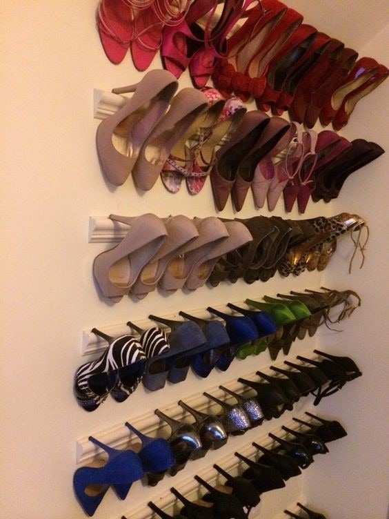 Dado rails as shoe rack from Pinterest